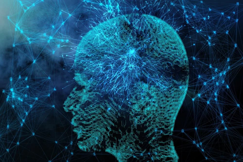 Digitální síť znázorňuje propojení umělé inteligence a paměti.