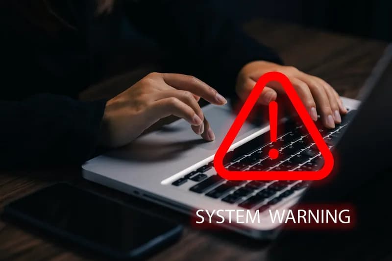 Na monitoru svítí varování před počítačovou hrozbou.